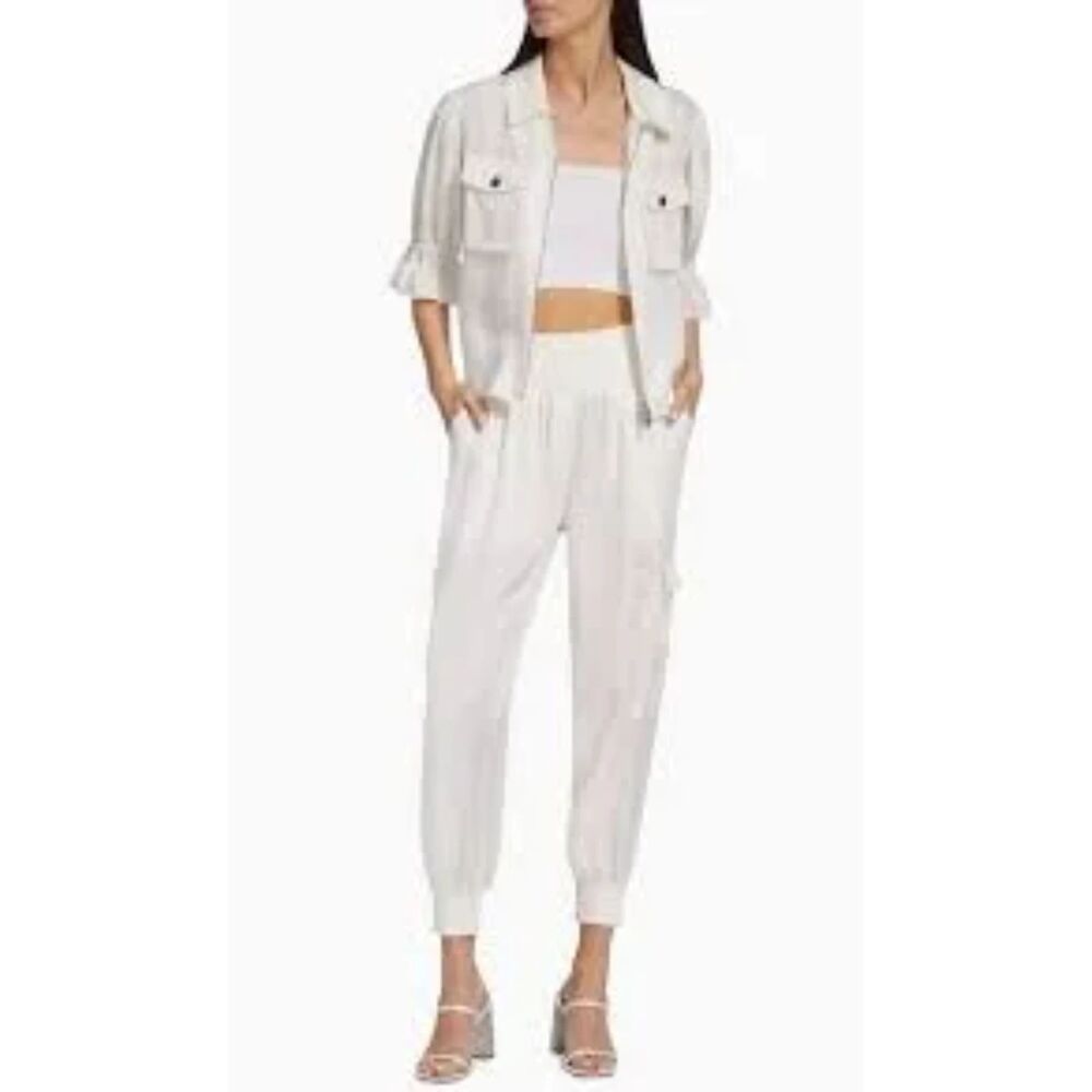 Cinq à Sept Giles Cupro Cargo Joggers Pants Women's Ivory Size XS NWT
